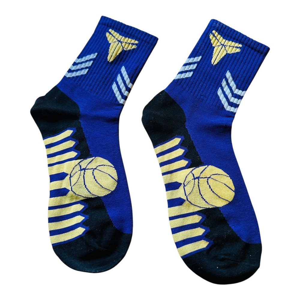 Kids Basketball Socks Crew Kobe Bryant Mamba Academy Blue Yellow Athletic - Picture 2 of 2
